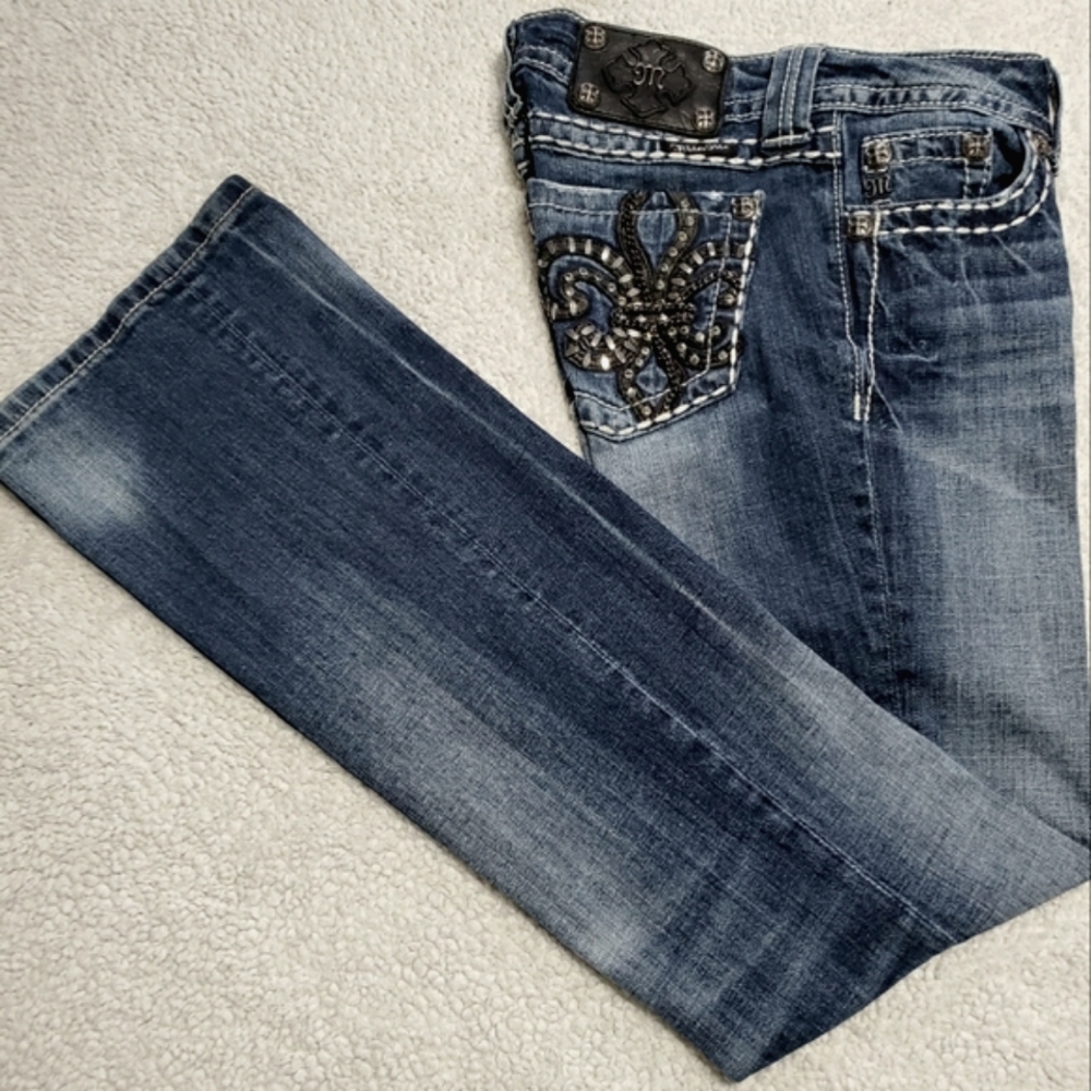 ⚜Miss Me Dark Wash Fleur-de-lis Boot cut Jean's⚜